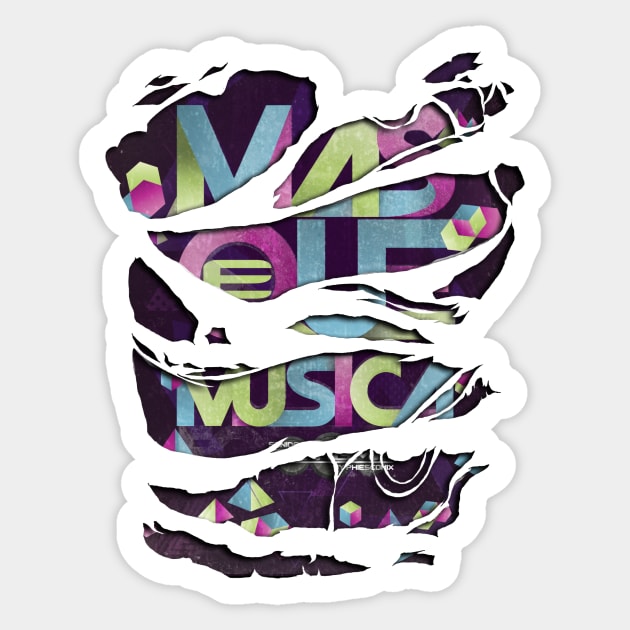 We carry music and more, fun, passion, party. Sticker by CERO9